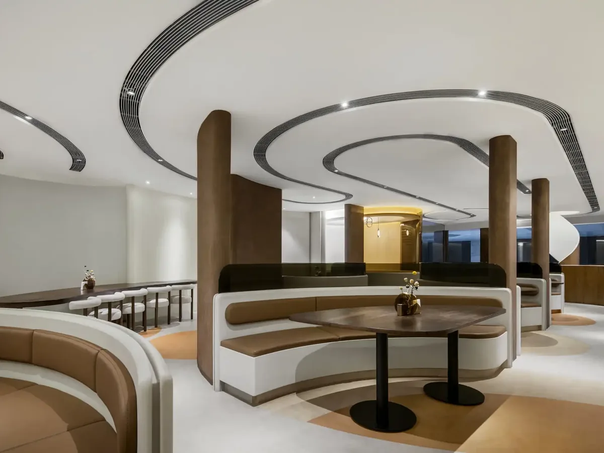 Architectural interior with a seamless decorative surface